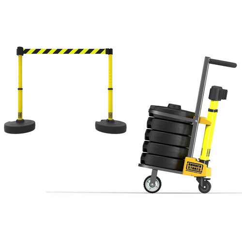 PLUS Cart Package, Yellow/Black Diagonal Stripe Banner